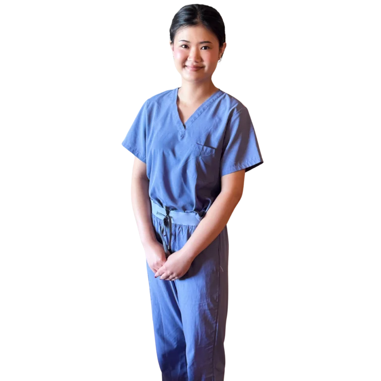 photograph of thai massage therapist kitty smiling full body shot